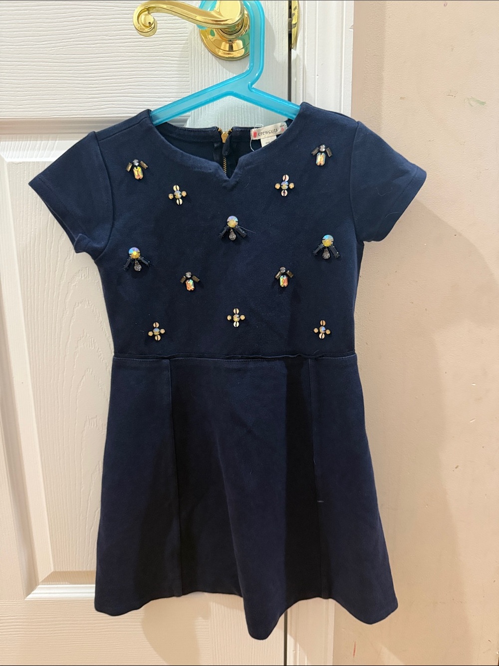 Crewcuts Navy Short-Sleeve Embellished Dress